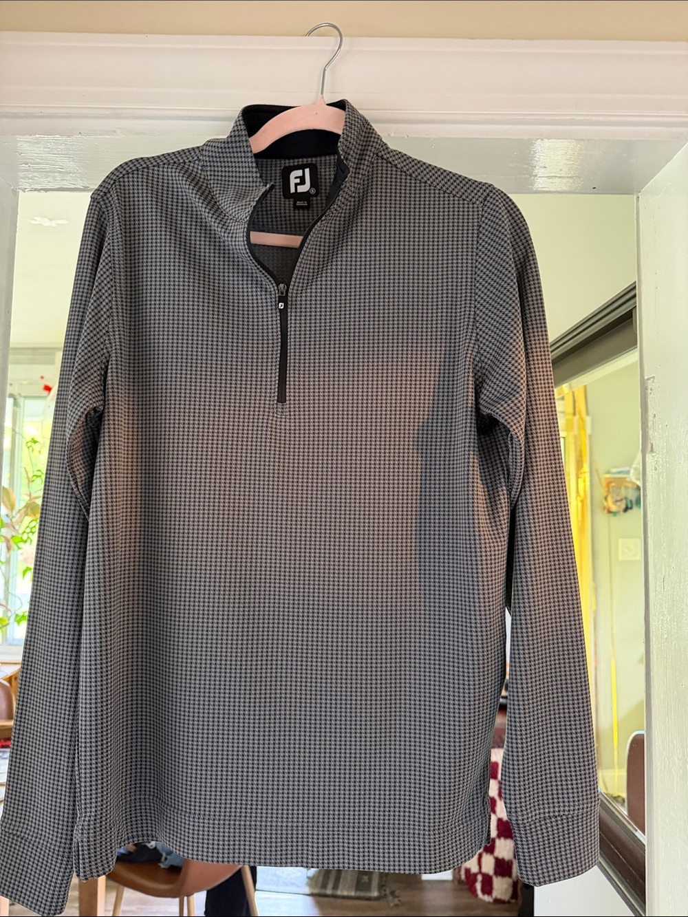 FootJoy Men's Grey Houndstooth Quarter-Zip Shirt Jacket